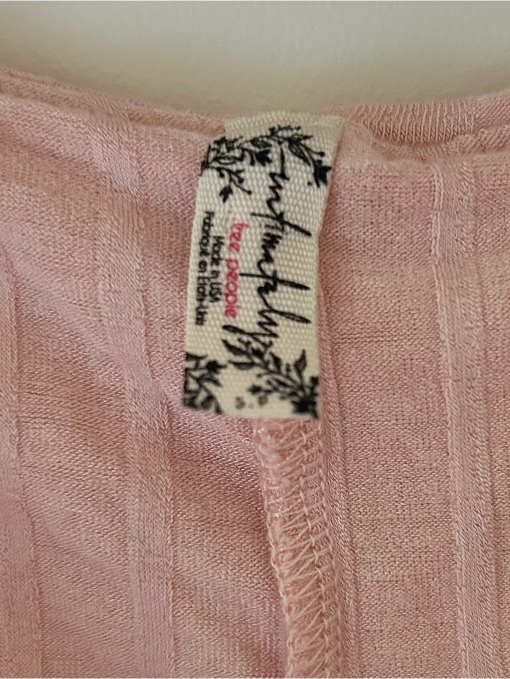 Intimately Blush Pink Ribbed Knit Top with Ruffle Neckline - Picture 9 of 10